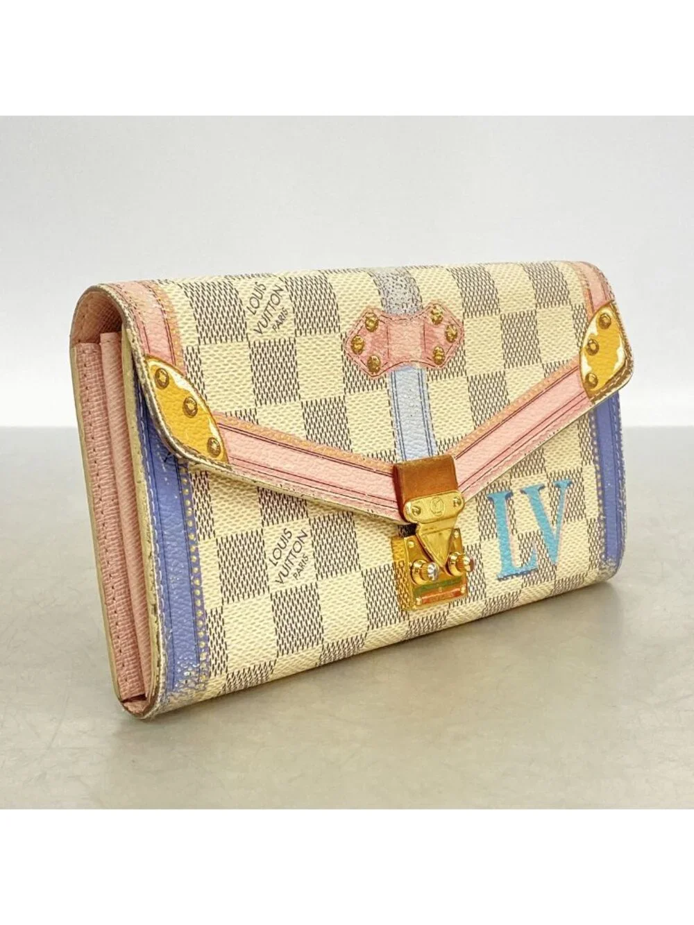 Louis Vuitton Wallet Damier Azur Summer Trunk Portefeuille Sarah White